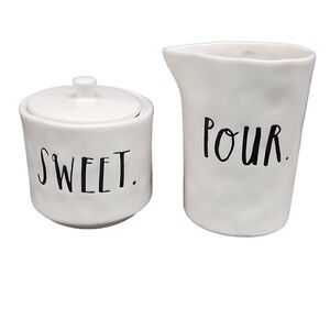 Rae Dunn White Black Pour Sweet Cream & Sugar Server Set